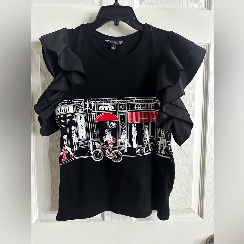 Womens Fashion Ruffle Sleeve Top